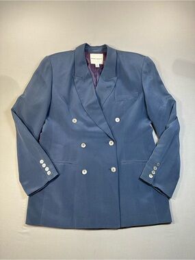 VINTAGE Mark Shale 100% Silk Double-Breasted Blazer - Womens 10